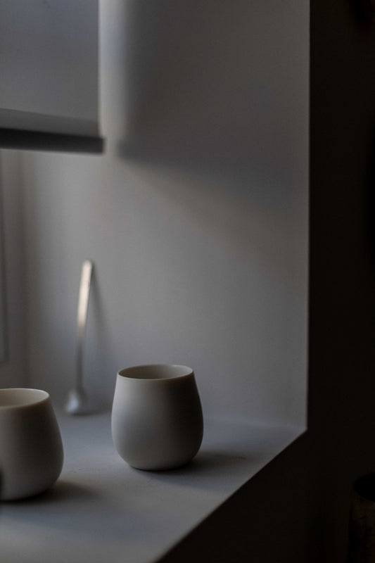Porcelain Cream Round Beaker by Sue Paraskeva