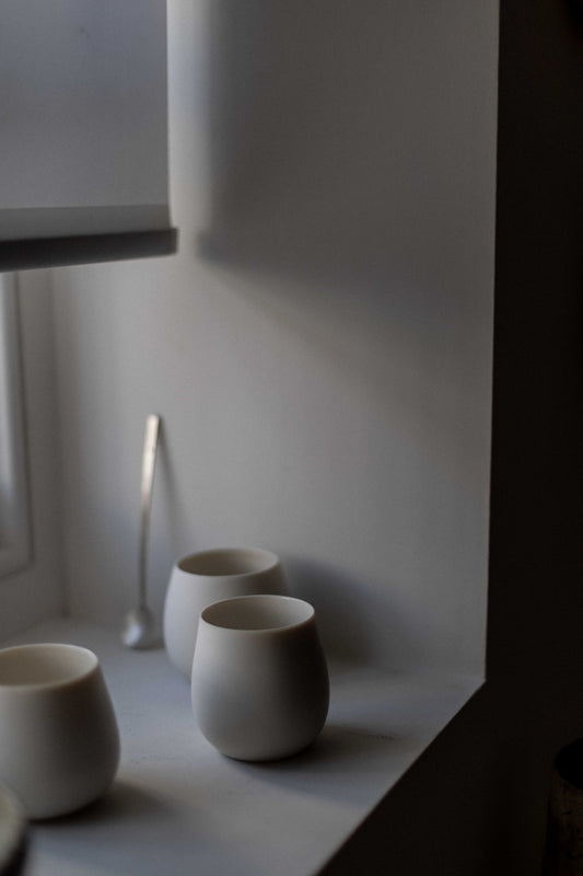 Porcelain Cream Round Beaker by Sue Paraskeva