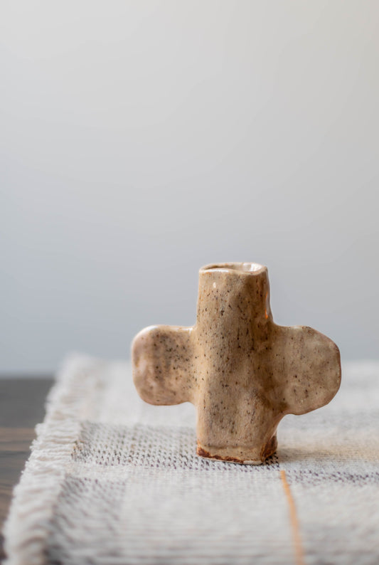 Brown Speckle Candlestick by Alice Johnson