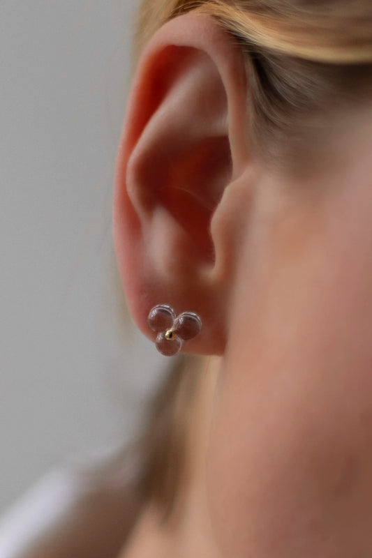Small Woven Three Glass 18k Earrings by Bubun
