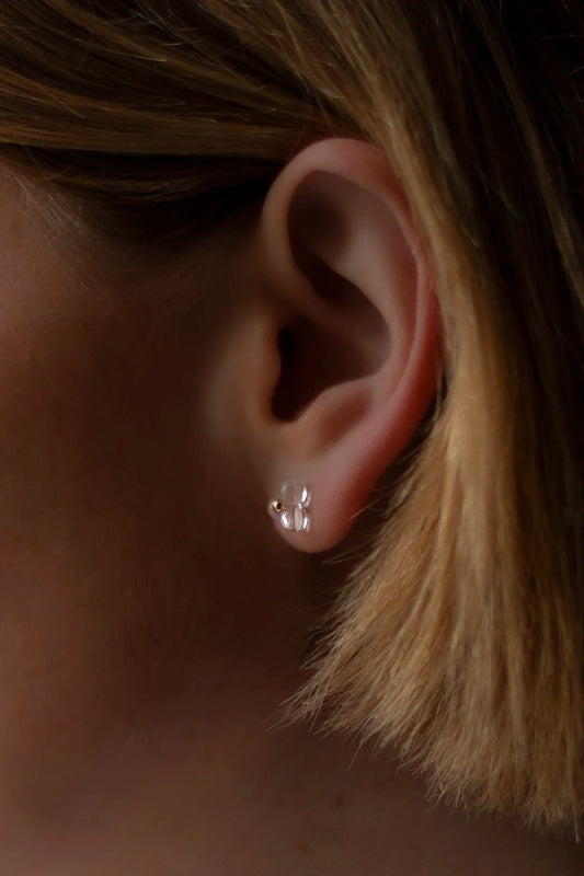 Extra Small Woven Three Glass 18k Earrings by Bubun