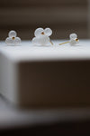 Medium Woven Three Frosted Glass 18k Earrings by Bubun