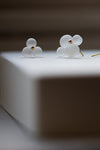 Medium Woven Three Frosted Glass 18k Earrings by Bubun