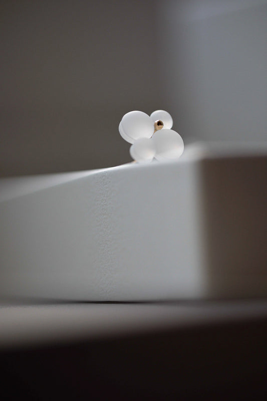 Woven Four Frosted Glass 18k Earrings by Bubun