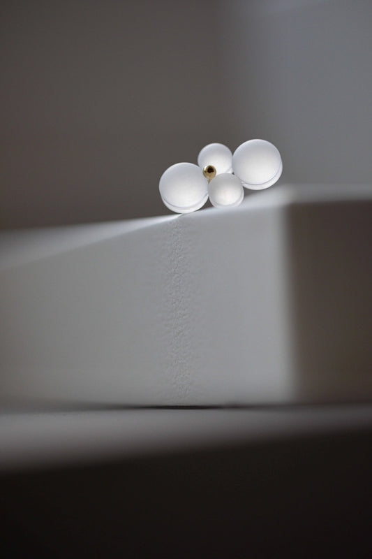 Woven Four Long Frosted Glass 18k Earrings by Bubun