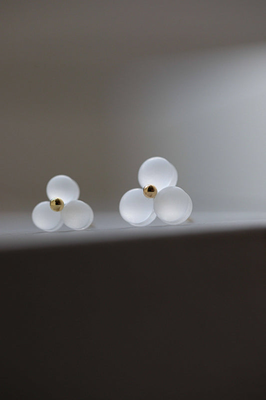 Medium Woven Three Frosted Glass 18k Earrings by Bubun