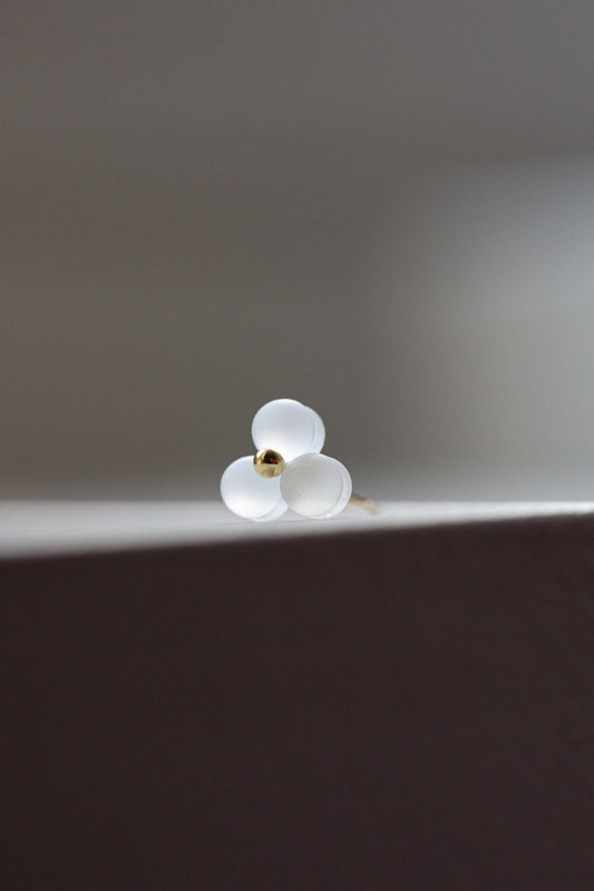 Small Woven Three Frosted Glass 18k Earrings by Bubun