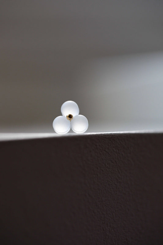 Small Woven Three Frosted Glass 18k Earrings by Bubun