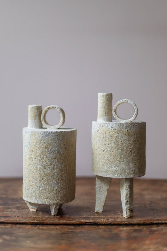 White Eggshell Bottle Sculpture by Catherine Dix