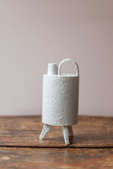 Tall Matte White Bottle Sculpture by Catherine Dix
