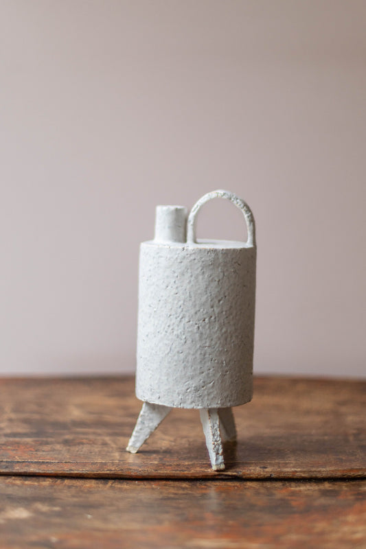 Tall Matte White Bottle Sculpture by Catherine Dix