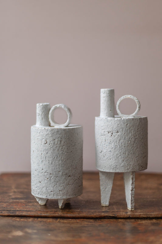 Matte White Bottle Sculpture by Catherine Dix