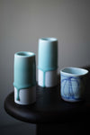 White Porcelain & Celadon Cylinder, Medium by Jae Jun Lee