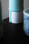White Porcelain & Celadon Cylinder, Large by Jae Jun Lee