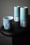 White Porcelain & Celadon Cylinder, Medium by Jae Jun Lee