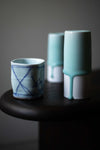 White Porcelain & Celadon Cylinder, Large by Jae Jun Lee