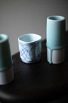 White Porcelain & Celadon Cylinder, Large by Jae Jun Lee