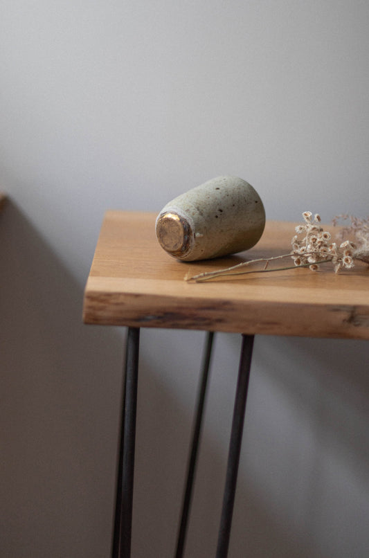 Fossilised Wood Ash Tall Jar and Brass Base by Chloé Rosetta Bell