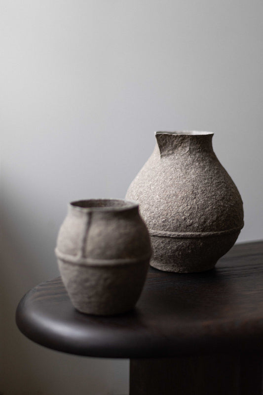 Paperpulp Grey Jar with Spout L, by Debbie Wijskamp