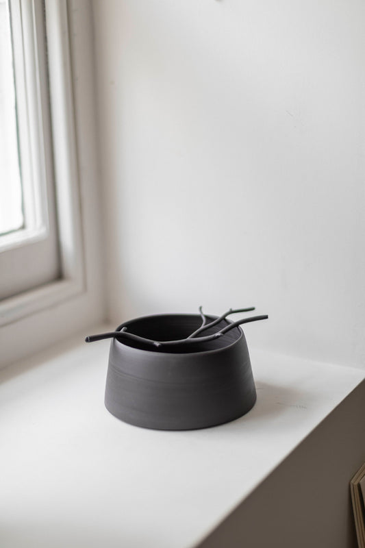 Porcelain Flint Black Twig Flint Vessel by Elaine Sheppard Bolt