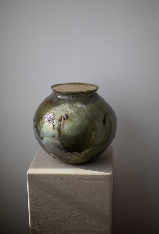 Cliff Ridge Vessel with Brass Lid I by Chloé Rosetta Bell