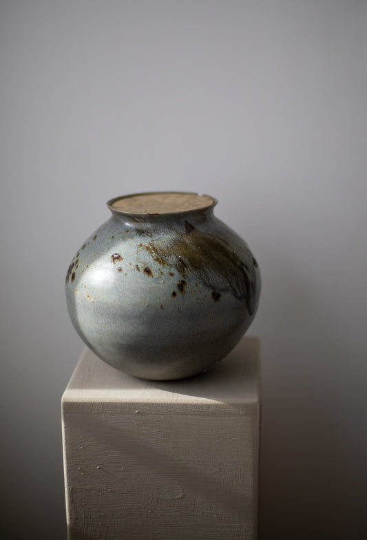 Cliff Ridge Vessel with Brass Lid I by Chloé Rosetta Bell