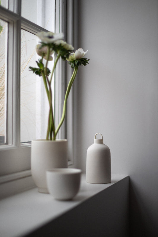 White Porcelain Loopy Bottle II by Elaine Sheppard Bolt