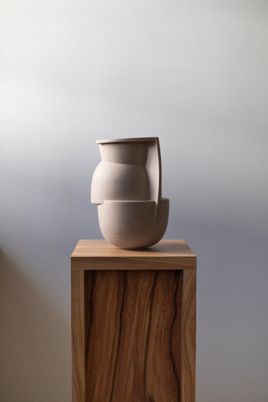Medium Constructed Vessel, Grey, by Derek Wilson