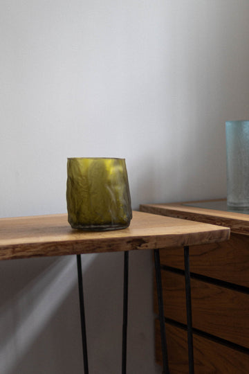 Olive Green Short Glass Cylinder by Edmond Byrne