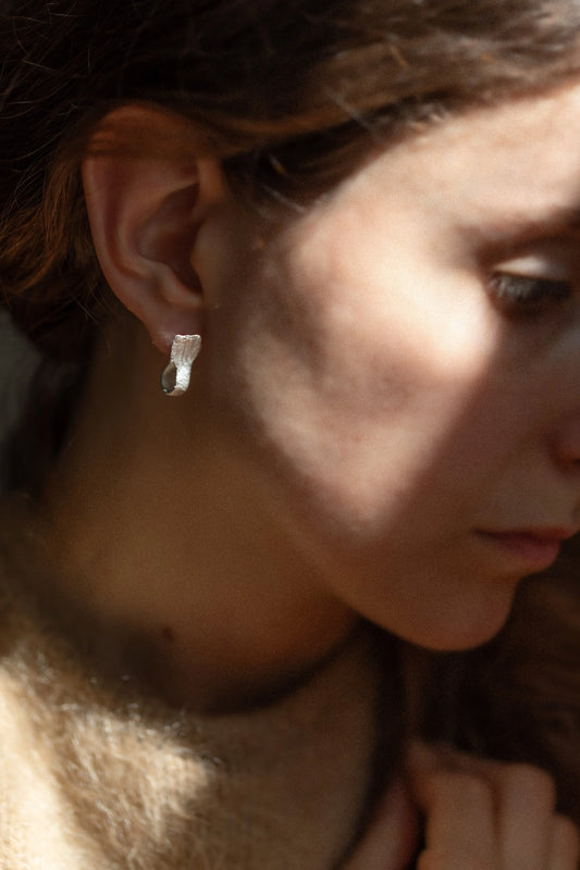 Silver Fingerprint Earring III by Heeseung Koh