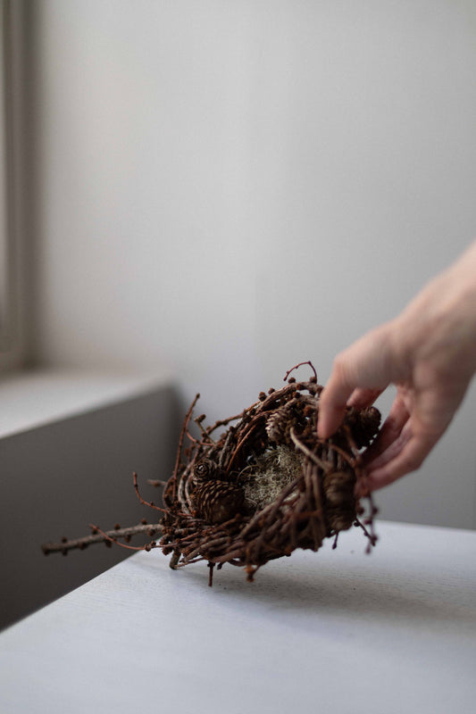 Medium Larch Nest with Reindeer Moss & Extended Branch by Joe Hogan