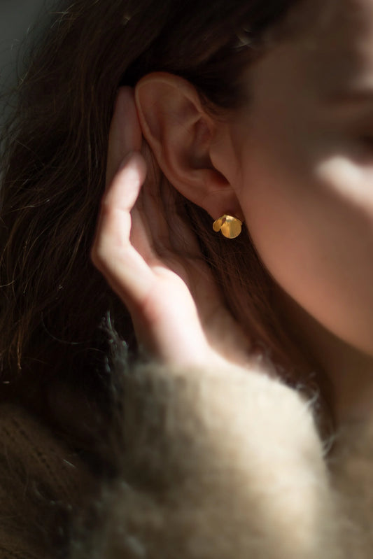 Gold Cherry Earrings by Kayo Saito