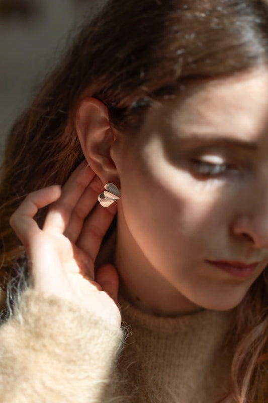 Ripple Fold Silver Earrings by Kayo Saito