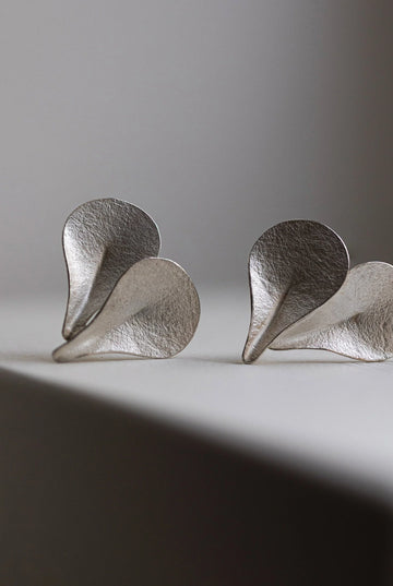 Happa Leaf Silver Earrings by Kayo Saito