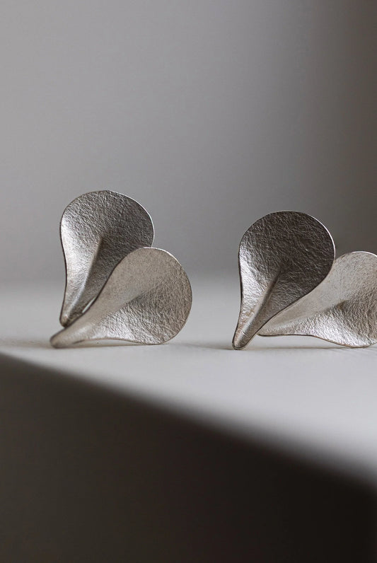 Happa Leaf Silver Earrings by Kayo Saito