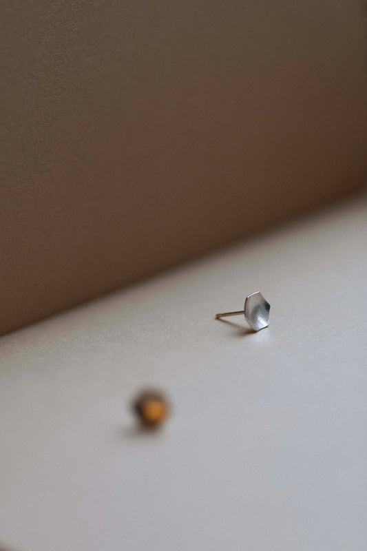 Hexagon Stud Earrings in Silver by Kei Tominaga