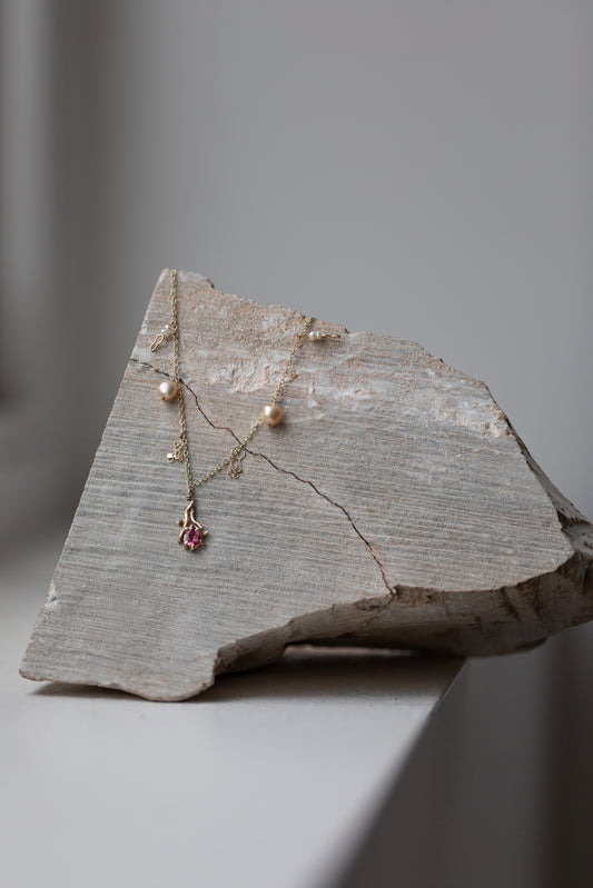 Tourmaline and pearl Bibelo Necklace' by Laura Ngyou