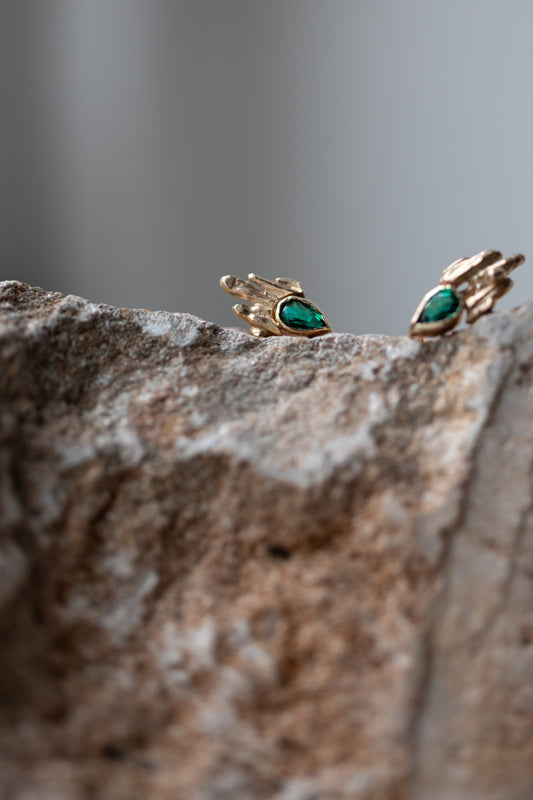 Molten Emerald Earrings' by Laura Ngyou