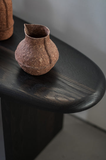 Carved Bench Ebonised Solid Oak by Fred Rigby
