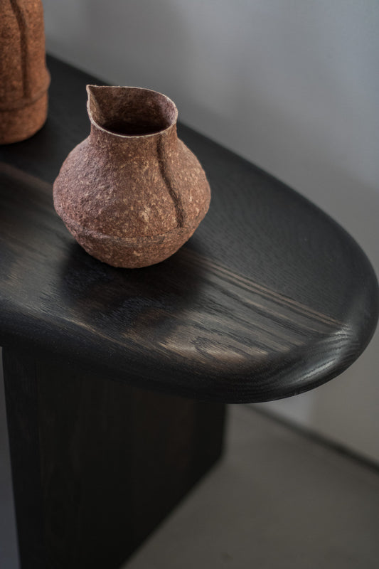 Carved Bench Ebonised Solid Oak by Fred Rigby