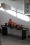 Carved Bench Ebonised Solid Oak by Fred Rigby