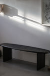 Carved Bench Ebonised Solid Oak by Fred Rigby