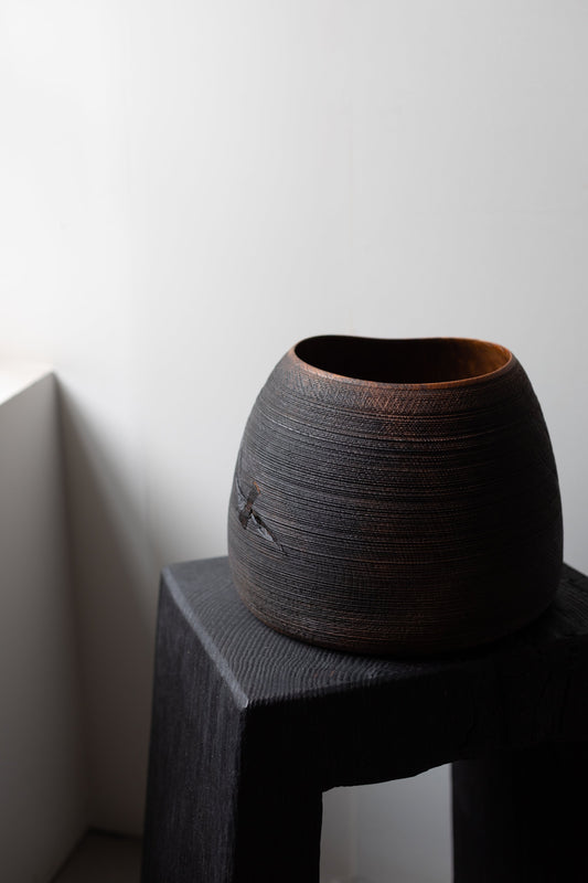 Ebonized Oak Closed Vessel by Fritz Baumann