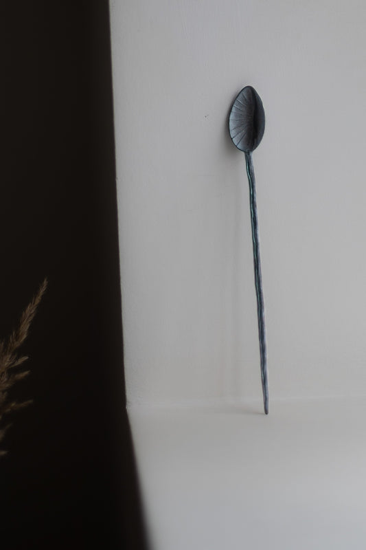 Long Oxidised Silver Spoon with Leaf by Gabi Veit