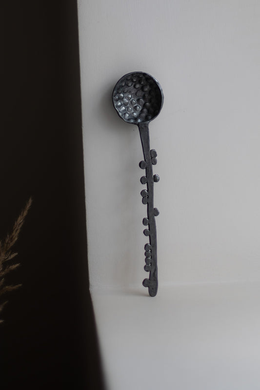 Oxidised Silver Spoon with Dotted Head and Stem by Gabi Veit