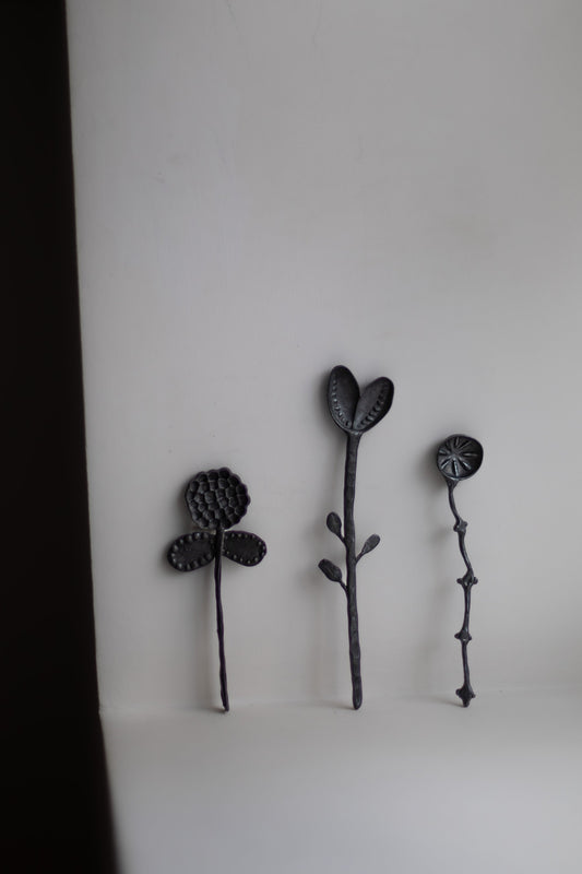 Small Silver Spoon with Leaf & Seeds by Gabi Veit