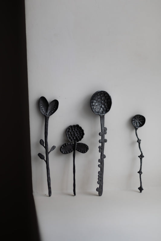 Oxidised Silver Spoon with Dotted Head and Stem by Gabi Veit