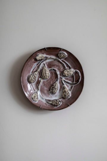 Yellow Flowers, Brown Plate Plate by Kina Björklund