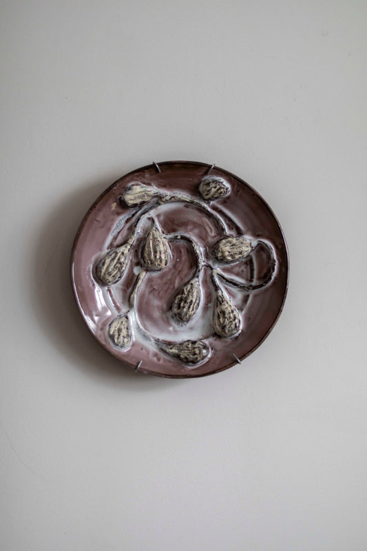 Yellow Flowers, Brown Plate Plate by Kina Björklund