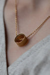 Circle Necklace with Fine Cotton Texture by Kei Tominaga